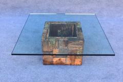 Paul Evans Paul Evans for Directional Brutalist Patchwork Coffee Table with Original Glass - 3548998