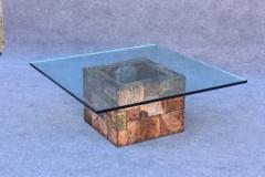 Paul Evans Paul Evans for Directional Brutalist Patchwork Coffee Table with Original Glass - 3548999