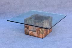 Paul Evans Paul Evans for Directional Brutalist Patchwork Coffee Table with Original Glass - 3549006