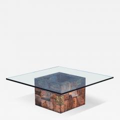 Paul Evans Paul Evans for Directional Brutalist Patchwork Coffee Table with Original Glass - 3549219