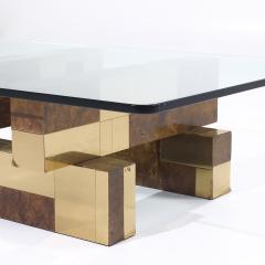 Paul Evans Paul Evans for Directional Mid Century Burlwood and Brass Coffee Table - 4153491
