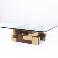 Paul Evans Paul Evans for Directional Mid Century Burlwood and Brass Coffee Table - 4153492