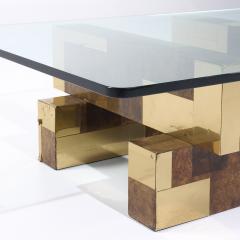 Paul Evans Paul Evans for Directional Mid Century Burlwood and Brass Coffee Table - 4153494