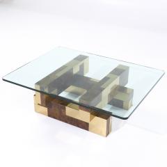 Paul Evans Paul Evans for Directional Mid Century Burlwood and Brass Coffee Table - 4153496