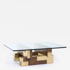 Paul Evans Paul Evans for Directional Mid Century Burlwood and Brass Coffee Table - 4153671