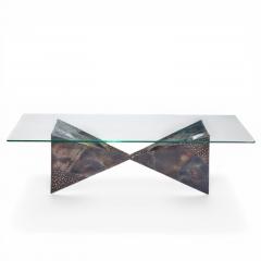 Paul Evans Paul Evans for Directional PE13 Mid Century Bronzed Steel and Glass Coffee Table - 4544782