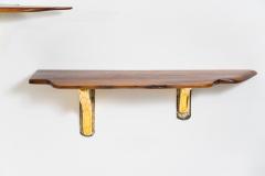 Paul Evans Phillip Lloyd Powell Pair of Wall Mounted Walnut Shelves - 2385175