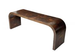 Paul Evans Phillip Lloyd Powell Paul Evans Burl Patchwork Waterfall Cityscape Console Table 1970 - 3098275