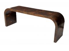 Paul Evans Phillip Lloyd Powell Paul Evans Burl Patchwork Waterfall Cityscape Console Table 1970 - 3098278