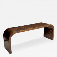 Paul Evans Phillip Lloyd Powell Paul Evans Burl Patchwork Waterfall Cityscape Console Table 1970 - 3099276