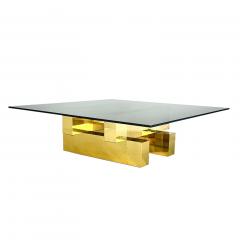 Paul Evans Phillip Lloyd Powell Paul Evans Cityscape Brass Coffee Table w Smoked Glass 1970 - 4316501