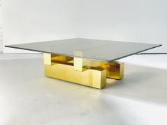 Paul Evans Phillip Lloyd Powell Paul Evans Cityscape Brass Coffee Table w Smoked Glass 1970 - 4316503
