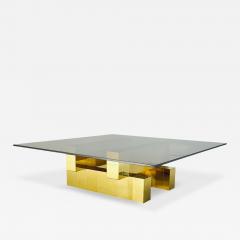 Paul Evans Phillip Lloyd Powell Paul Evans Cityscape Brass Coffee Table w Smoked Glass 1970 - 4319218