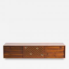 Paul Evans Phillip Lloyd Powell Paul Evans Phillip Lloyd Powell Hanging Cabinet w Fish Scale Screen USA - 2343571