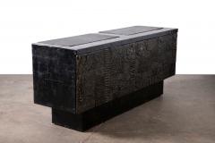 Paul Evans Phillip Lloyd Powell Paul Evans Sculpted Bronze Patchwork Steel Slate Cabinet 1968 - 4747672