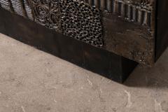 Paul Evans Phillip Lloyd Powell Paul Evans Sculpted Bronze Patchwork Steel Slate Cabinet 1968 - 4747673
