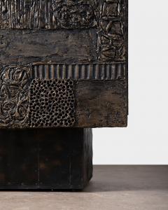 Paul Evans Phillip Lloyd Powell Paul Evans Sculpted Bronze Patchwork Steel Slate Cabinet 1968 - 4747674