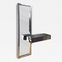 Paul Evans SIGNED PAUL EVANS CHROME CITYSCAPE MIRROR WITH FLOATING CONSOLE - 4495279