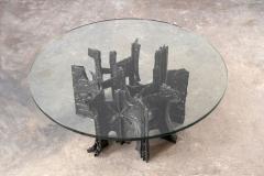 Paul Evans Sculpted Bronze Brutalist Glass Top Coffee Table for Directional 1969 - 2620025