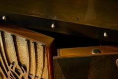 Paul Evans Stunning Mid Century Cabinet in Brass Metal Enamel and Gemstones Belgium 1960s - 4395027