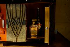 Paul Evans Stunning Mid Century Cabinet in Brass Metal Enamel and Gemstones Belgium 1960s - 4395046