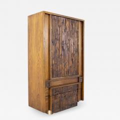 Paul Evans Style Lane Pueblo Brutalist Walnut Armoire Gentlemans Chest - 2360914