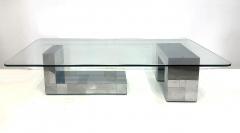 Paul Evans Vintage Chrome Paul Evans Cityscape Tiled Coffee Table Original Glass Top - 4593634