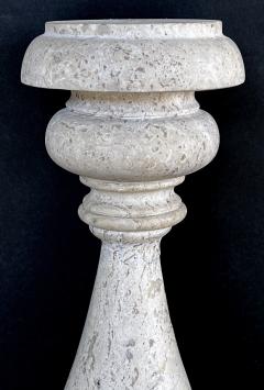 Paul Ferrante A Tall Pair of Paul Ferrante Baroque Style Travertine Baluster form Lamps - 3308708