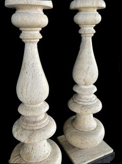 Paul Ferrante A Tall Pair of Paul Ferrante Baroque Style Travertine Baluster form Lamps - 3308710
