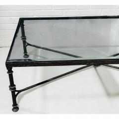 Paul Ferrante Diego Giacometti Painted Wrought Iron Cocktail Table With Glass by Paul Ferrante - 4707406