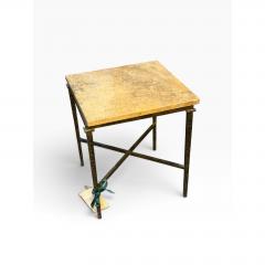 Paul Ferrante Giacometti Style Paul Ferrante Marble Top Square Wrought Iron Side Table - 4762428