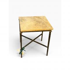 Paul Ferrante Giacometti Style Paul Ferrante Marble Top Square Wrought Iron Side Table - 4762429