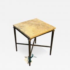 Paul Ferrante Giacometti Style Paul Ferrante Marble Top Square Wrought Iron Side Table - 4762632