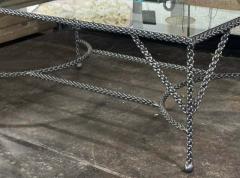 Paul Ferrante Modern Paul Ferrante Prada Chain Link Wrought Iron Glass Coffee Cocktail Table - 3870365