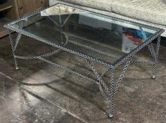 Paul Ferrante Modern Paul Ferrante Prada Chain Link Wrought Iron Glass Coffee Cocktail Table - 3870367