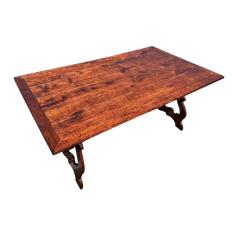 Paul Ferrante Paul Ferrante 18th C Style Rustic Italian Walnut Wrought Iron Trestle Table - 4247339