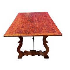 Paul Ferrante Paul Ferrante 18th C Style Rustic Italian Walnut Wrought Iron Trestle Table - 4247340