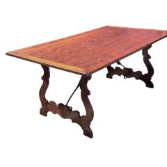Paul Ferrante Paul Ferrante 18th C Style Rustic Italian Walnut Wrought Iron Trestle Table - 4247341