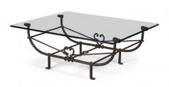 Paul Ferrante Paul Ferrante Etruscan Forged and Hammered Iron and Glass Coffee Table - 2792814