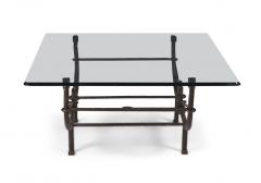 Paul Ferrante Paul Ferrante Etruscan Forged and Hammered Iron and Glass Coffee Table - 2792815