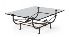 Paul Ferrante Paul Ferrante Etruscan Forged and Hammered Iron and Glass Coffee Table - 2792816