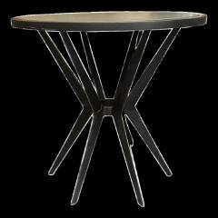 Paul Ferrante Paul Ferrante Modern Bronze Leather Round Side or End Table - 3927390