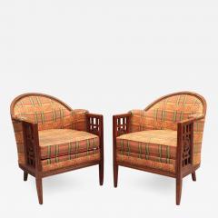 Paul Follot Pair of Fine French Art Deco Mahogany Armchairs by Paul Follot - 3496455