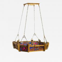 Paul Follot Paul Follot Bronze and Leaded Glass Ceiling Fixture - 1617840