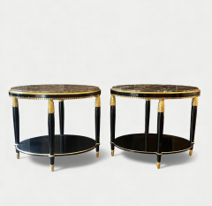 Paul Follot Paul Follot Pair of Black Lacquer and Gilded side Tables - 4612751