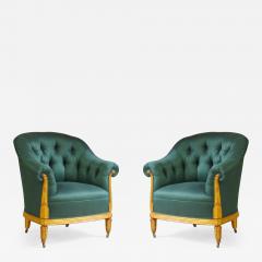 Paul Follot Paul Follot Pair of Gilt Sculpted Club Chairs - 1561358