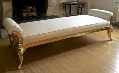 Paul Follot Paul Follot spectacular longest gold leaf carved wood bench covered in silk - 508840