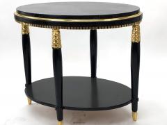 Paul Follot Paul Follow black oval coffee table with pine gold leaf detail and marble top - 928195