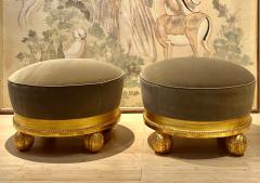 Paul Follot Paul follot pair of refined pair of art deco gold leaf carved wood stool - 2955653