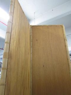 Paul Frankl 1960s Three Panel Rattan and Mirror Floor Screen Room Divider - 578214